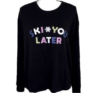 C&C California Black 'Ski You Later' Soft and Comfortable pullover top women’s